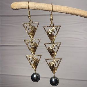 Triple Waves with Shell Pearl Earrings